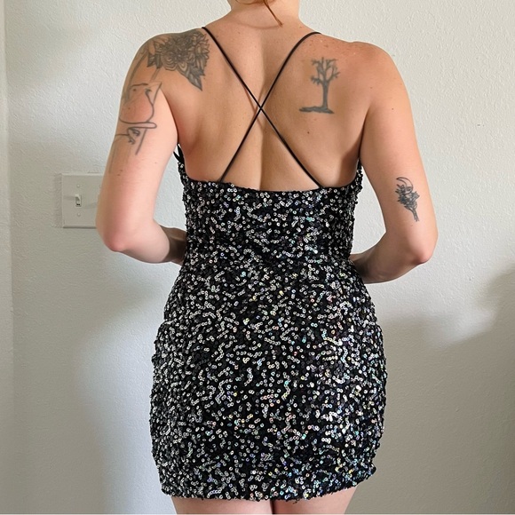 B. Darlin Black and Iridescent Mini Party Dress - Picture 4 of 8